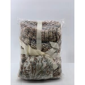 SHIRALEAH Women’s Tan-Metallic Knit Cordelia Scarf & Hat Gift Set SZ OS